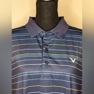 Callaway Men's Blue Multi-Striped Polo Shirt